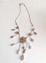 Ketting met bloem hangers zilveren kleur, Ophalen of Verzenden, Nieuw, Zilver, Zilver