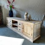 TV meubel - 200 cm breed - 4 lades - massief Teak -TTM Wonen, Teakhout, Nieuw, Landelijk, 200 cm of meer
