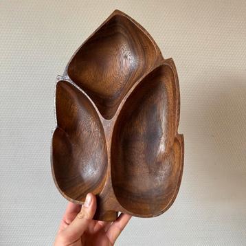 Vintage Teakhouten Blad Schaal, Hapjesschaal Teak, Retro beschikbaar voor biedingen