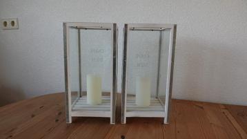 Witte lantaarn / windlicht 2 stuks beschikbaar voor biedingen