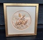Prent  in Passe - partout  van Engel omringd door bloemen., Ophalen of Verzenden