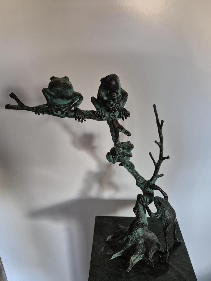 [!] Modern Bronzen Landschap met Boomkikkers [!], Antiek en Kunst, Antiek | Koper en Brons, Brons, Ophalen