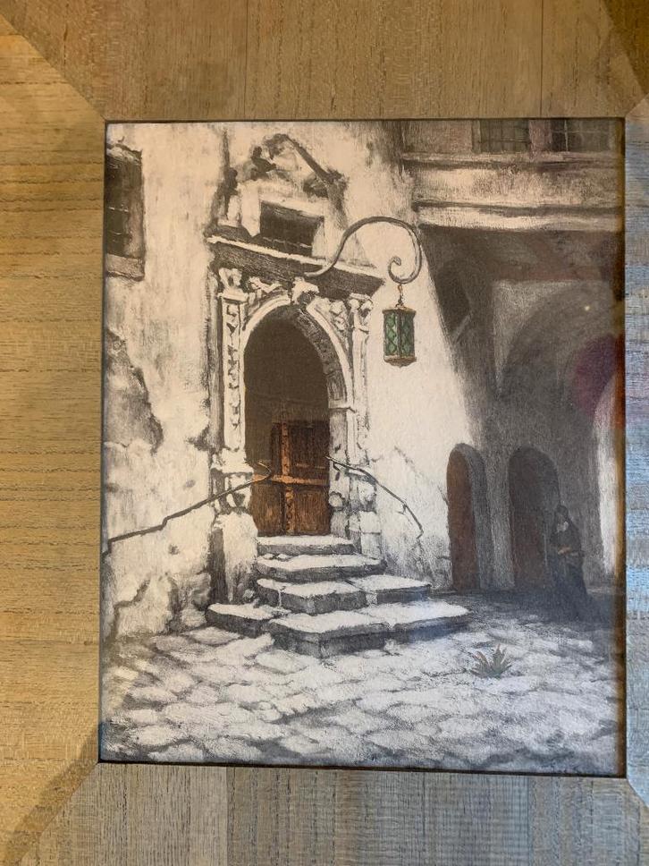 Jac. Snoeck - Litho entree bij stadspoortje, Antiek en Kunst, Kunst | Litho's en Zeefdrukken, Ophalen of Verzenden