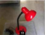 Stevige bureaulamp rood hoogte verstelbaar., Huis en Inrichting, Ophalen of Verzenden, Zo goed als nieuw, Minder dan 50 cm
