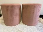 2 poefen roze, Huis en Inrichting, Banken | Voetenbanken en Poefen, Ophalen, Gebruikt, Rond, Minder dan 50 cm