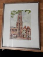 Domtoren/zadels Utrecht ets/aquarel ingelijst  Riet Lieferin, Ophalen of Verzenden