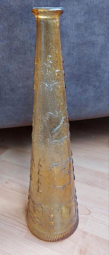 Vintage Empoli glazen karaf, amberkleurig, sterrebeelden beschikbaar voor biedingen