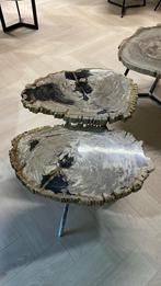 versteend houten salontafels, Huis en Inrichting, Tafels | Salontafels, 50 tot 100 cm, Rond, Nieuw, Minder dan 50 cm