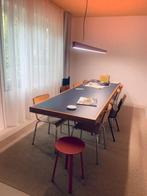 Unieke eettafel 300x90cm (Eikenhout en Linoleum), Huis en Inrichting, Tafels | Eettafels, Ophalen, Gebruikt, 200 cm of meer, 50 tot 100 cm
