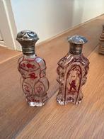 Antieke Boheemse parfumflesjes met zilveren dop, Verzenden