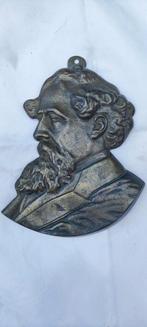 Bronzen plaquette van Charles Dickens., Antiek en Kunst, Antiek | Koper en Brons, Ophalen of Verzenden