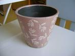oud roze aardewerk bloempot met witte takken van 18hx18br, Rond, Binnen, Ophalen of Verzenden, Zo goed als nieuw