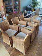 4x rieten eetkamerstoelen, Huis en Inrichting, Stoelen, Ophalen, Riet of Rotan, Gebruikt, Bruin