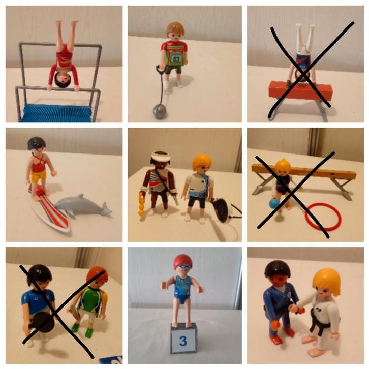 Playmobil sporters, judo, tennis, turnen, zwemmen, surfen, Kinderen en Baby's, Speelgoed | Playmobil, Zo goed als nieuw, Complete set