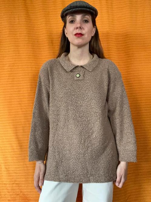 Vintage bruine trui - bruin/beige - baggy - 38/40 - M/L, Kleding | Dames, Truien en Vesten, Gedragen, Maat 38/40 (M), Beige, Ophalen of Verzenden