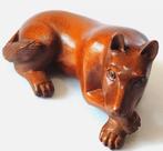 Houten Netsuke van een wolfJapan, Ophalen of Verzenden, Nieuw, Hond of Kat, Beeldje of Figuurtje