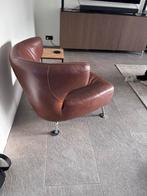 Leuke cognac lerenstoel, Huis en Inrichting, Fauteuils, Ophalen of Verzenden, Zo goed als nieuw, 75 tot 100 cm, 50 tot 75 cm