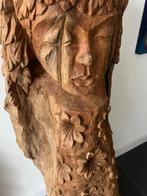 Houtsnijwerk massief groot Boeddha paneel Indonesie 145 cm, Huis en Inrichting, Woonaccessoires | Boeddhabeelden, Verburgt Vintage