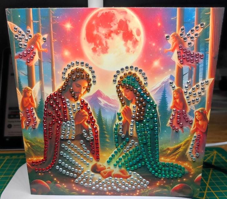 Diamond Painting kerstkaart Traditioneel 4, Hobby en Vrije tijd, Kaarten | Zelfgemaakt, Nieuw, Kerst, Ophalen of Verzenden