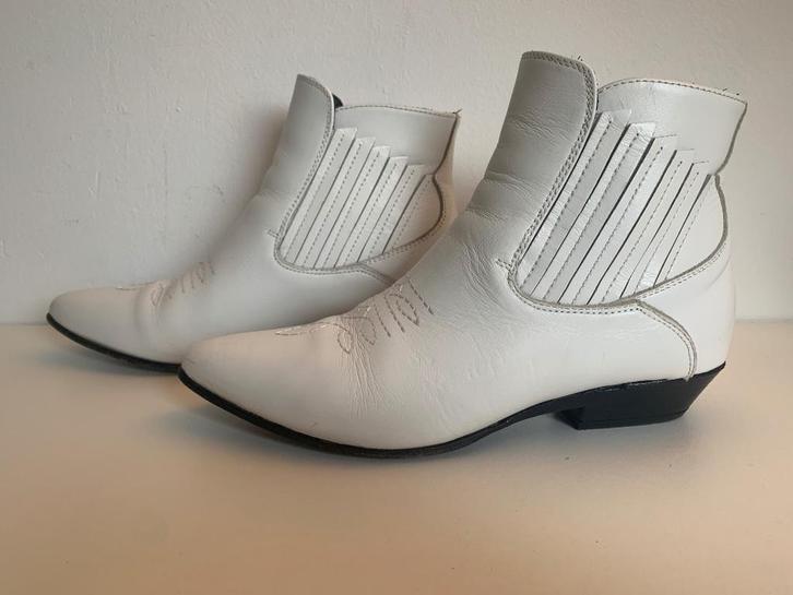 Paolo Rossi leer leren enkel laarsjes wit zwart 38, Kleding | Dames, Schoenen, Zo goed als nieuw, Lage of Enkellaarzen, Wit, Verzenden