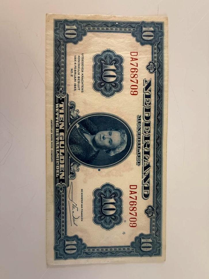 Prachtig 10 Gulden biljet 1943, Postzegels en Munten, Bankbiljetten | Nederland, Los biljet, 10 gulden, Ophalen of Verzenden