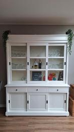 Handgemaakte witte vitrinekast met licht, Huis en Inrichting, Kasten | Buffetkasten, Ophalen, 150 tot 200 cm, 25 tot 50 cm, Met deur(en)