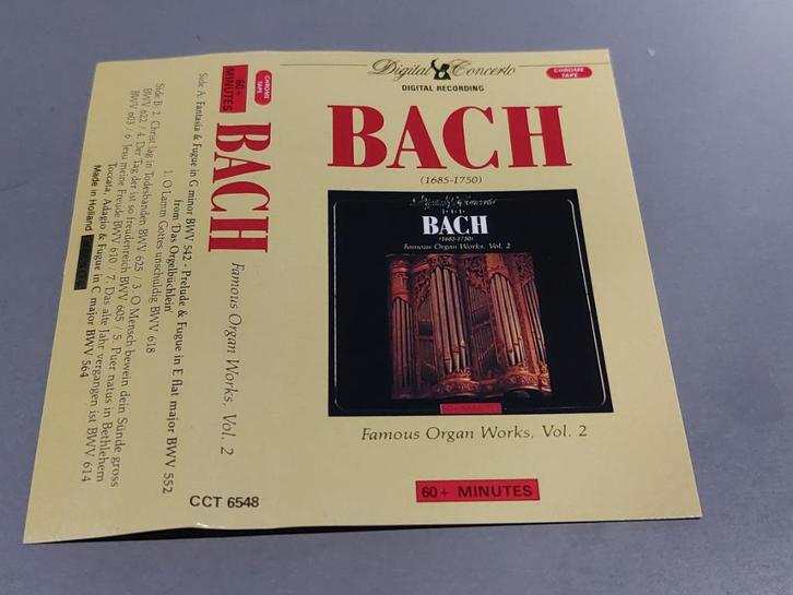 BACH - FAMOUS ORGAN WORKS VOL. 2 (CASSETTEBANDJE), Cd's en Dvd's, Cassettebandjes, Zo goed als nieuw, Origineel, Klassiek, 1 bandje