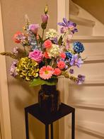 Cheetah vaas met fleurig zijde boeket bloemen, Ophalen of Verzenden, Zo goed als nieuw