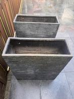 Set van 2 grijze  plantenbakken, Tuin en Terras, Bloembakken en Plantenbakken, Ophalen, Gebruikt, Binnen, 60 tot 100 cm