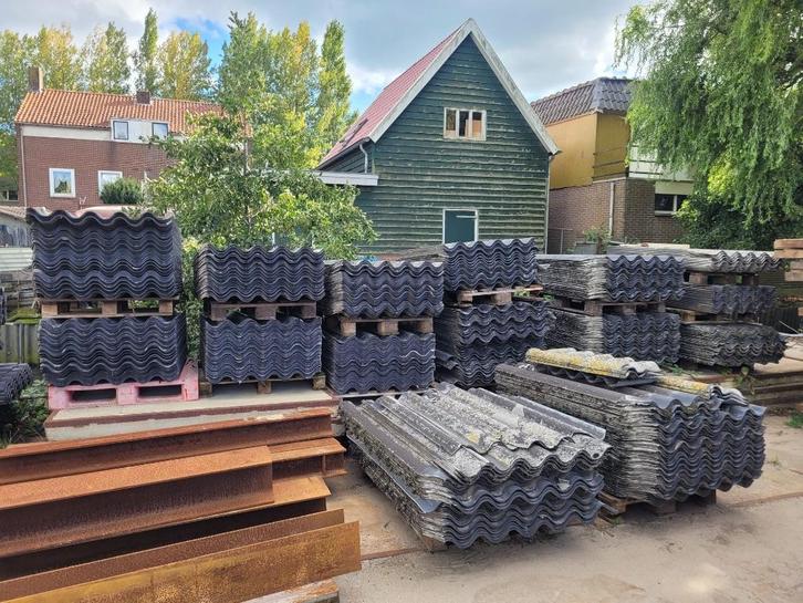 Cementgebonden golfplaten, Doe-het-zelf en Verbouw, Dakpannen en Dakbedekking, Gebruikt, Golfplaat, Kunststof, Zwart, 15 m² of meer