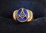 Goldplated - Ring - Blauwe vrijmetselaarsring, Ophalen of Verzenden, Zo goed als nieuw