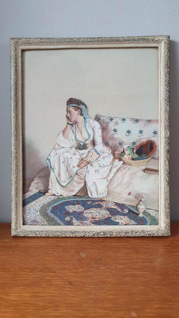 Oud lijstje met mooie afbeelding vrouw beschikbaar voor biedingen