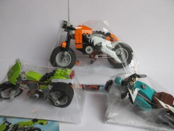 3 Lego motorfietsen, 7291, 31135, 31018 met bouwtekeningen beschikbaar voor biedingen