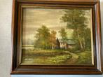 Oud schilderij van P Arrends met lijst  op linnen zie foto`s, Ophalen of Verzenden