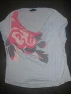 OILILY Prachtig lichtblauw shirt met waterval hals , mt M 38, Oilily, Blauw, Korte mouw, Gedragen