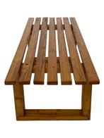 Vintage Scandinavische grenenhouten lattenbank jaren 60, Vintage, Tweepersoons, Zo goed als nieuw, Minder dan 150 cm
