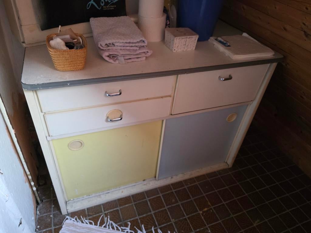 Vintage keukenmeubel set jaren 50/60 pastel – compleet, Ophalen, Gebruikt, 25 tot 50 cm, Minder dan 100 cm