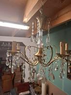 Vintage Kroonluchter met Kristallen Hangers, Huis en Inrichting, Ophalen, Gebruikt, Glas, Vintage