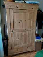 Geloogd grenen linnenkast met legplanken, Ophalen, 100 tot 150 cm, Landelijk, 50 tot 75 cm