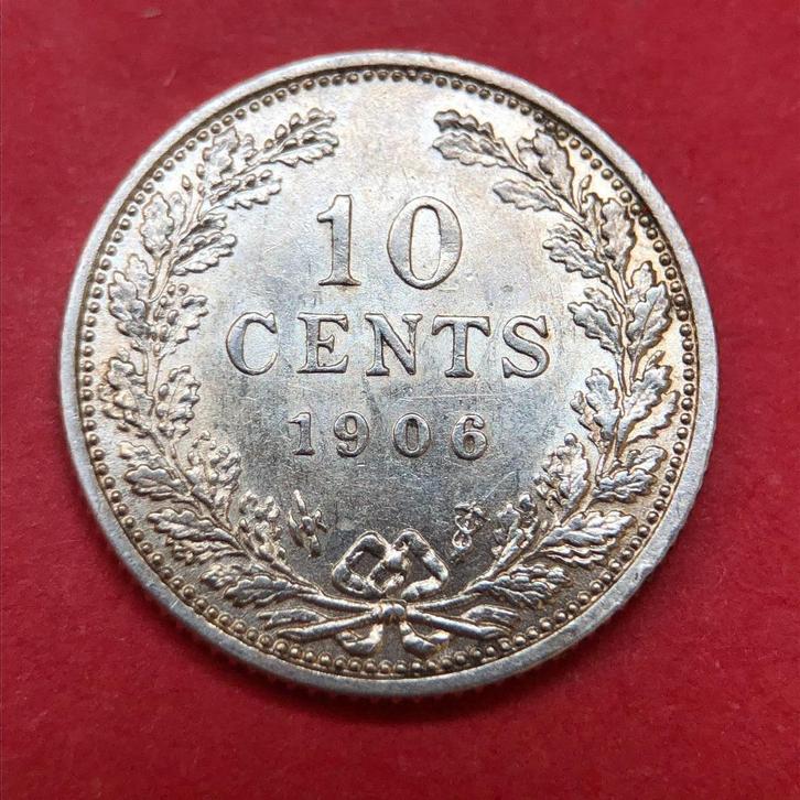 10 cent 1906. Pr/ Unc., Postzegels en Munten, Munten | Nederland, Losse munt, 10 cent, Koningin Wilhelmina, Zilver, Ophalen of Verzenden