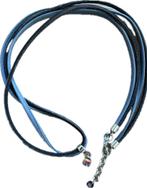 Pimps & pearls leren ketting/armband blauw/zwart met kristal, Met kristal, Overige materialen, Blauw, Ophalen of Verzenden
