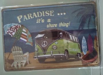 paradise it's a share thing vw t1 volkswagen metalen plaat beschikbaar voor biedingen