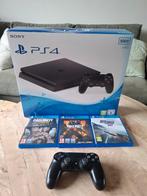 PS4 Slim 500GB + 2 Controllers + 3 Games, Spelcomputers en Games, Spelcomputers | Sony PlayStation 4, Ophalen, Met 2 controllers
