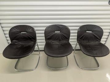 Vintage Stoelen Gastone Rinaldo Chroom Jaren 70 Kussens beschikbaar voor biedingen