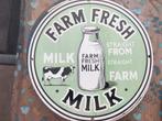 Emaille reclamebord farm milk koe melk, Ophalen of Verzenden, Gebruikt, Reclamebord