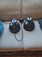 Zwarte industriële hanglampen 2 stuks, Huis en Inrichting, Lampen | Hanglampen, Ophalen, Gebruikt, Minder dan 50 cm