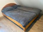 Bed massief hout-160x200 -auping spiraal 80x200-bieden, Ophalen, Tweepersoons, Zo goed als nieuw, 200 cm