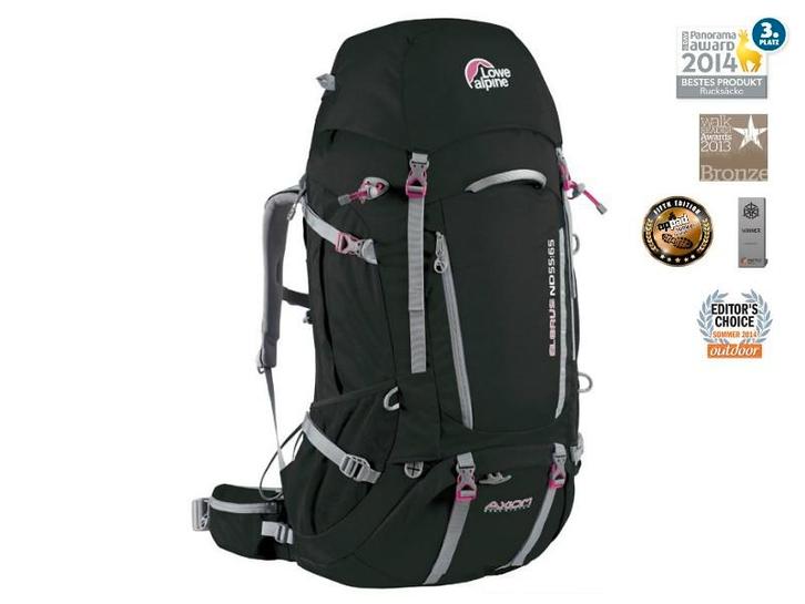 Lowe Alpine Elbrus NF 55:65 Rugzak - Zwart/Roze, Sport en Fitness, Bergsport en Wandelen, Zo goed als nieuw, Rugzak, Ophalen of Verzenden