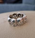 Maat 19,25- Zilveren (925) GOTHIC / GOTISCHE ring DOODSHOOFD, Ophalen, 19 tot 20, Zo goed als nieuw, Zilver