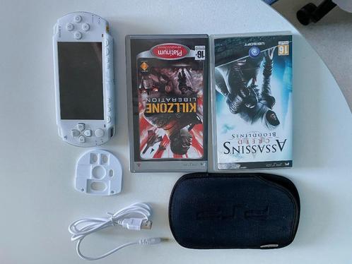 PSP 1004 Wit, Spelcomputers en Games, Spelcomputers | Sony PSP, Gebruikt, PSP, Wit, Met games, Ophalen of Verzenden